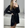 Šaty elegantní třpytivé s flitry dlouhý rukáv dámské (S/M ONE SIZE) ITALSKÁ MÓDA IMWGB234056/DUR (Velikost S/M/L, Barva Černá)