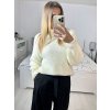 Svetr pletený dlouhý rukáv dámský (S/M ONE SIZE) ITALSKÁ MÓDA IMM233299/DU (Velikost S/M/L, Barva béžová)