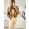 Bunda bomberka podzimní dámská (S/M ONE SIZE) ITALSKÁ MÓDA IMWAA233809/DU (Velikost S/M/L, Barva béžová)