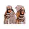 Čepice zateplená flaušem a šála souprava zimní dámská (ONE SIZE) POLSKÁ VÝROBA PV822CARMEN/DR (Velikost ONE SIZE, Barva Černá)
