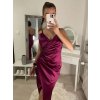 Šaty elegantní saténové  společenské na ramínka dámské (L/XL ONE SIZE) ITALSKÁ MÓDA IMS23KLARA/DU (Velikost L/XL, Barva Černá)