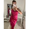 Šaty elegantní saténové  společenské na ramínka dámské (L/XL ONE SIZE) ITALSKÁ MÓDA IMS23KLARA/DU (Velikost L/XL, Barva Černá)