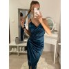 Šaty elegantní saténové  společenské na ramínka dámské (L/XL ONE SIZE) ITALSKÁ MÓDA IMS23KLARA/DU (Velikost L/XL, Barva Černá)