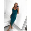 Šaty elegantní saténové  společenské na ramínka dámské (L/XL ONE SIZE) ITALSKÁ MÓDA IMS23KLARA/DU (Velikost L/XL, Barva Černá)