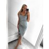 Šaty elegantní saténové  společenské na ramínka dámské (L/XL ONE SIZE) ITALSKÁ MÓDA IMS23KLARA/DU (Velikost L/XL, Barva Černá)