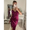 Šaty elegantní saténové  společenské na ramínka dámské (L/XL ONE SIZE) ITALSKÁ MÓDA IMS23KLARA/DU (Velikost L/XL, Barva Černá)
