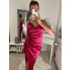 Šaty elegantní saténové  společenské na ramínka dámské (L/XL ONE SIZE) ITALSKÁ MÓDA IMS23KLARA/DU (Velikost L/XL, Barva Černá)