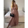 Šaty dlouhé společenské na ramínka dámské (S/M ONE SIZE) ITALSKÁ MÓDA IMPSH2380156/DUR (Velikost S/M/L, Barva béžová)