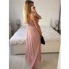 Šaty dlouhé společenské na ramínka dámské (S/M ONE SIZE) ITALSKÁ MÓDA IMPSH2380156/DUR (Velikost S/M/L, Barva béžová)
