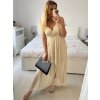 Šaty dlouhé společenské na ramínka dámské (S/M ONE SIZE) ITALSKÁ MÓDA IMPSH2380156/DUR (Velikost S/M/L, Barva béžová)
