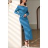 Šaty dlouhé úpletové carmen dlouhý rukáv dámské (S/M ONE SIZE) ITALSKÁ MÓDA IMPGM238825/DR (Velikost S/M/L, Barva hnědá camel)