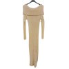 Šaty dlouhé úpletové carmen dlouhý rukáv dámské (S/M ONE SIZE) ITALSKÁ MÓDA IMPGM238825/DR (Velikost S/M/L, Barva hnědá camel)