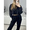 Souprava tepláky dlouhé a mikina s kapucí dlouhý rukáv dámská (S/M ONE SIZE) ITALSKÁ MÓDA IMPLP2373404020/DU (Velikost S/M/L, Barva Černá)