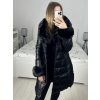 Bunda kabát koženkový s kapucí dámská (S-2XL) MET23LZ12607-2/DR (Velikost S, Barva Černá)