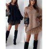 Šaty se svetrem bez rukávu dámské (S/M ONE SIZE) ITALSKÁ MÓDA IMWAE234284/DUR (Velikost S/M/L, Barva béžová)
