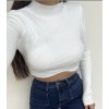 Croptop dlouhý rukáv dámský (S/M ONE SIZE) ITALSKÁ MÓDA IMPBB23Z5276 (Velikost S/M/L, Barva béžová)
