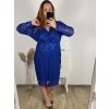 Šaty společenské flitrové dlouhý rukáv dámské nadrozměr  (3XL/4XL ONE SIZE) ITALSKÁ MÓDA IMWQ23150/DUR (Velikost 3XL/4XL, Barva bílá)