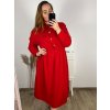 Šaty košilové dlouhý rukáv dámské nadrozměr (3XL/4XL ONE SIZE) ITALSKÁ MÓDA IMWQ23182/DU (Velikost 3XL/4XL, Barva červená)