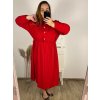 Šaty košilové dlouhý rukáv dámské nadrozměr (3XL/4XL ONE SIZE) ITALSKÁ MÓDA IMWQ23182/DU (Velikost 3XL/4XL, Barva červená)