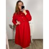 Šaty košilové dlouhý rukáv dámské nadrozměr (3XL/4XL ONE SIZE) ITALSKÁ MÓDA IMWQ23182/DU (Velikost 3XL/4XL, Barva červená)
