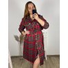 Šaty košilové dlouhý rukáv dámské nadrozměr (3XL/4XL ONE SIZE) ITALSKÁ MÓDA IMWQ231160/DUR (Velikost 3XL/4XL, Barva červená)