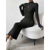 Šaty dlouhé úpletové dlouhý rukáv dámská (XS/S ONE SIZE) ITALSKÁ MÓDA IMM23M8609/DUR (Velikost XS/S, Barva Černá)