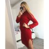 Šaty dlouhé pletené s rolákem dlouhý rukáv dámské (S/M/L ONE SIZE) ITALSKá MóDA IM4212363/DR (Velikost S/M/L, Barva červená)
