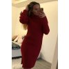 Šaty dlouhé pletené s rolákem dlouhý rukáv dámské (S/M/L ONE SIZE) ITALSKá MóDA IM4212363/DR (Velikost S/M/L, Barva červená)