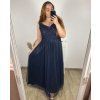 Šaty dlouhé společenské na ramínka dámské nadrozměr (L/XL/2XLNE SIZE) ITALSKÁ MÓDA IMPSH23L676/DR (Velikost XL/2XL, Barva tmavě modrá)