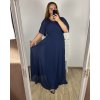 Šaty plesové dlouhé elegantní společenské krátký rukáv dámské nadrozměr (XL/2XL ONE SIZE) ITALSKÁ MÓDA IMM2380736PL/DR (Velikost XL/2XL, Barva fialová)