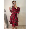 Šaty elegantní vánoční dlouhý rukáv dámské (S/M ONE SIZE) ITALSKÁ MÓDA IMM23M56238/DU (Velikost S/M/L, Barva červená)