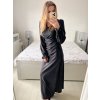 Šaty společenské dlouhé třpytivé dlouhý rukáv dámské (S/M ONE SIZE) ITALSKÁ MODA IMM23FS52861/DU (Velikost S/M/L, Barva Černá)