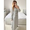 Šaty společenské dlouhé třpytivé dlouhý rukáv dámské (S/M ONE SIZE) ITALSKÁ MODA IMM23FS52861/DU (Velikost S/M/L, Barva Černá)