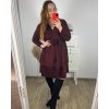 Šaty společenské třpytivé dlouhý rukáv dámské nadrozměr  (3XL/4XL ONE SIZE) ITALSKÁ MÓDA IMWQ23221/DUR (Velikost 3XL/4XL, Barva vínová)