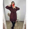 Šaty společenské třpytivé dlouhý rukáv dámské nadrozměr  (3XL/4XL ONE SIZE) ITALSKÁ MÓDA IMWQ23221/DUR (Velikost 3XL/4XL, Barva vínová)