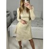 Šaty elegantní dlouhý rukáv dámské (S/M ONE SIZE) ITALSKÁ MÓDA IMM23M3971/DU (Velikost S/M/L, Barva béžová)