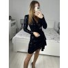 Šaty elegantní flitrové dlouhý rukáv dámské (S/M ONE SIZE) ITALSKá MóDA IMM23M4116/DU (Velikost S/M/L, Barva Černá)
