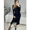 Šaty elegantní flitrové dlouhý rukáv dámské (S/M ONE SIZE) ITALSKá MóDA IMM23M5114/DU (Velikost S/M/L, Barva Černá)