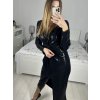 Šaty elegantní flitrové dlouhý rukáv dámské (S/M ONE SIZE) ITALSKá MóDA IMM23M5114/DU (Velikost S/M/L, Barva Černá)