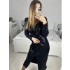 Šaty elegantní flitrové dlouhý rukáv dámské (S/M ONE SIZE) ITALSKá MóDA IMM23M5114/DU (Velikost S/M/L, Barva Černá)