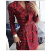 Šaty elegantní kabátkové s páskem dlouhý rukáv dámské (S/M ONE SIZE) ITALSKÁ MÓDA IMPGM235862/DUR (Velikost S, Barva červená)