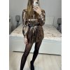 Tunika lesklá s páskem dlouhý rukáv dámská (S/M ONE SIZE) ITALSKÁ MÓDA IMM23M533A/DU (Velikost S/M/L, Barva tmavě zelená)