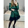 Tunika lesklá s páskem dlouhý rukáv dámská (S/M ONE SIZE) ITALSKÁ MÓDA IMM23M533A/DU (Velikost S/M/L, Barva tmavě zelená)