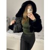 Bunda kožíšek dlouhý rukáv dámská (S/M ONE SIZE) ITALSKÁ MÓDA IMM23M5537/DUR (Velikost S/M/L, Barva Černá)