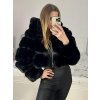 Bunda kožíšek dlouhý rukáv dámská (S/M ONE SIZE) ITALSKÁ MÓDA IMM23M5537/DUR (Velikost S/M/L, Barva Černá)