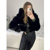 Bunda kožíšek dlouhý rukáv dámská (S/M ONE SIZE) ITALSKÁ MÓDA IMM23M5537/DUR (Velikost S/M/L, Barva Černá)
