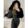 Bunda kožíšek dlouhý rukáv dámská (S/M ONE SIZE) ITALSKÁ MÓDA IMM23M5537/DUR (Velikost S/M/L, Barva Černá)