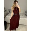 Šaty dlouhé společenské třpytivé s páskem bez rukávu dámské (S/M ONE SIZE) ITALSKá MóDA IMHMS23150/DU (Velikost S/M/L, Barva červená)