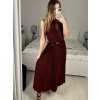 Šaty dlouhé společenské třpytivé s páskem bez rukávu dámské (S/M ONE SIZE) ITALSKá MóDA IMHMS23150/DU (Velikost S/M/L, Barva červená)