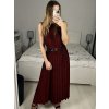Šaty dlouhé společenské třpytivé s páskem bez rukávu dámské (S/M ONE SIZE) ITALSKá MóDA IMHMS23150/DU (Velikost S/M/L, Barva červená)